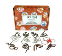 Logica Juegos - Set de 12 Rompecabezas de Metal en 1 Maleta Retro - Dificultades Mixtas - Excelente regalo para principiantes y no principiantes