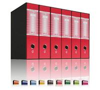 LogicaShop UBOX - Archivador de 2 anillas A4 Lomo ancho 8 cm Caja cartón Formato comercial con mecanismo palanca D universal Cantidad 6 unidades rojo