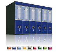 LogicaShop UBOX - Archivador de 2 anillas A4 Lomo ancho 8 cm Caja cartón Formato comercial con mecanismo palanca D universal Cantidad 6 unidades azul