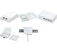 Logilink 052886 Caja de conexión interior FTTH para 4 fibras, 4 adaptadores, para carril DIN