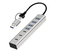 Logilink 076271 Hub USB 3.2 4 puertos USB-A y 3 puertos USB-C aluminio Silver Silver Silver