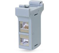 Logilink 078718 Adaptador para carril DIN con 2 acopladores Cat.6A RJ45 F/F, apantallado, gris claro