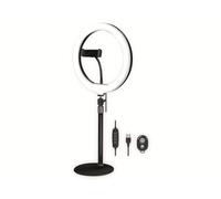 LogiLink Anillo de luz LED AA0152 – 25 cm, soporte para smartphone, 3 modos de color, 120 ledes