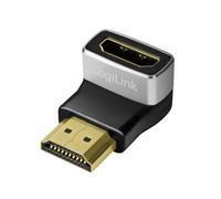 Logilink AH0005A - Adaptador HDMI Ultra High Speed (Macho/Hembra) con hasta 18 Gbit/s, ángulo de 90°, resolución Ultra HD 8K/60 Hz (7680 × 4320)
