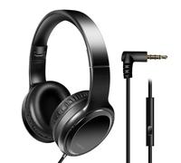 Logilink Auriculares estéreo con micrófono, Ajustable y Plegable, Conector Jack de 3,5 mm (ángulo de 90°), Longitud del Cable = 1,20 m