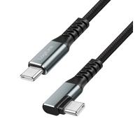 LogiLink Cable de conexión USB 3.2 Gen2 tipo C, conector USB-C de 90° a conector USN-C, transferencia de datos de 10 Gbps, 100 W (PD3) y chipset E-mark, resolución de vídeo 4K/60 Hz, revestimiento de