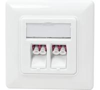 Logilink Caja de conexiones de fibra óptica NK4024, 2 adaptadores LC dúplex, empotrado, color blanco