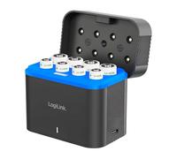 LogiLink Cargador de batería y Caja de Almacenamiento, Incluye 4 Pilas AA/4 AAA de Iones de Litio, 15 W, indicador LED de Estado