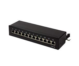 Logilink Cat.6 Tablero De Conexiones De Escritorio/Pared, 12 Puertos, Blindado, Negro