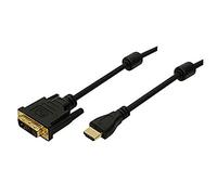 LogiLink CH0004 - Cable HDMI a DVI (HDMI Macho a DVI 18+1 Pin Macho, Conector de Oro, 2X Ferrite Core, 2 m) Negro