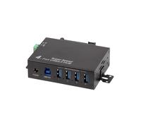 LogiLink Concentrador de 4 Puertos (USB 3.0) con Fuente de alimentación Industrial, 5 Gbps, 10 W, con sobrecorriente, sobretensión y protección contra Cortocircuitos