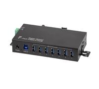LogiLink Concentrador de 7 Puertos (USB 3.0), Incluye Fuente de alimentación, versión Industrial, 5 Gbps, 10 W, con sobrecorriente, sobretensión y protección contra Cortocircuitos