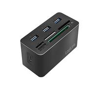 LogiLink CR0046 - Lector de Tarjetas USB 3.2 Gen 1 para Tarjetas MS/SD/M2/microSD/CF y 3 Puertos USB, Color Negro