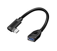 Logilink CU0100 - Adaptador de Cable USB 3.2 (Gen2) de 10 GB, Tipo C (ángulo de 90°) a Tipo A con función OTG (on-The-go), 20 cm