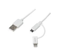 LogiLink CU0115 USB a Micro Sync y Cable de Carga con Adaptador Lightning Blanco weiß 1.00m