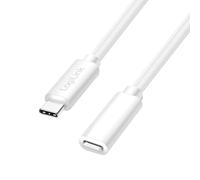 Logilink CU0222 - Cable de extensión USB 2.0 tipo C con soporte PD (PowerDelivery) - Color: blanco - Longitud del cable: 3 m