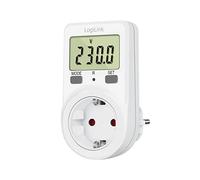 LogiLink EM0002B - Medidor con Pantalla LCD Grande, indicador de Potencia en vatios, Voltaje de Red, Consumo de energía, costes de energía y Advertencia de sobrecarga, Color Blanco