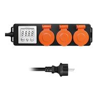 LogiLink EM0008 - Regleta exterior con 3 enchufes con contador de costes energéticos, pantalla LCD de 2,0" y persianas protectoras