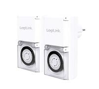 LogiLink ET0006A, Interruptor De Tiempo, Temporizador Mecánico Al Aire Libre, Blanco, Conjunto de 2 unidades