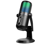 LogiLink HS0059 - Micrófono Profesional para Streaming, Podcast/Videojuego/Estudio, patrón de Sonido: riñón + omnidireccional, NRC (Control de reducción de Ruido), 192 kHz@24 bits, con luz RGB