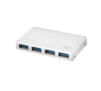 LogiLink Hub USB 3.0 Ultrafino con 4 Puertos USB-A, protección contra sobrecorriente y sobretensión, Transferencia de Datos de hasta 5 Gbps, Carcasa de Aluminio, Incluye Fuente de alimentación