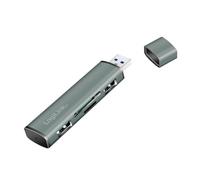 Logilink Hub USB 3.2 (Gen2) de 2 Puertos con Lector de Tarjetas para Tarjetas microSD y SD, Carcasa de Aluminio con Tapa Protectora