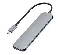 LogiLink Hub USB-C ultradelgado con 7 Puertos 5 Gbps, Incluye Cargador de 20 W PD (PowerDelivery), sobrecorriente, sobretensión, sobrecarga y Cortocircuito, para Windows/Mac OS/iPad OS/Chrome OS
