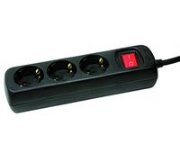 LogiLink LPS206B - Alargador de Corriente con 3 Tomas y Cable de 1.4 m, Negro