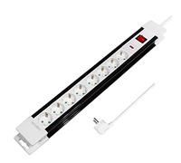 LogiLink LPS207 - Alargador de Corriente con 8 Tomas y Cable de 3 m, Negro/Blanco
