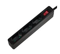 LOGILINK LPS230B - Regleta de enchufes, triple EURO, estrecha, 1,5 m, negra, con in