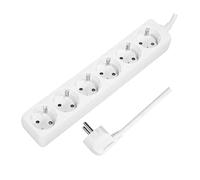 LogiLink LPS238 - Regleta con 6 enchufes con protección de Contacto (ángulo de 45°), con protección Infantil y protección contra el Polvo (IP20), Color Blanco - 1,5 m