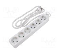 LogiLink Regleta LPS238 - 6 enchufes, prot. contacto 45°, prot. infantil, IP20, Blanco 1,5 m