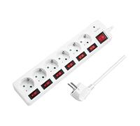 LogiLink Regleta de enchufes LPS250 – 6 enchufes, protección de contacto – Blanco