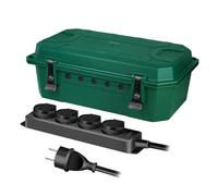 LogiLink LPS284 - Caja de protección de Cables con regleta de 4 enchufes para Exteriores (Exterior) en Verde, con protección contra Polvo y Salpicaduras (IP54), 39 x 22,8 x 13,8 cm (Dimensiones