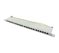 LogiLink NP0062 panel de parcheo 0.5U - Bahía de entrada (Cat6a, 10 Gigabit Ethernet, RJ45, Gris, Metal, 0.5U)
