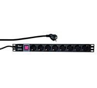 LogiLink Regleta para rack 19" NWSZ 8 tomas con interruptor Negro