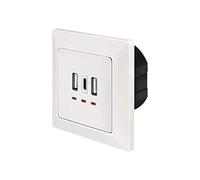 LogiLink PA0254 - Caja de Almacenamiento empotrada con 2 Puertos USB-A y 1 USB-C para Cargar hasta 3 Dispositivos simultáneamente, Color Blanco