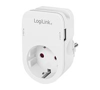LogiLink PA0259 - Adaptador de Enchufe (CEE 7/3) con 2 Puertos USB (1 USB-A, 1 USB-C) y Soporte para Smartphone