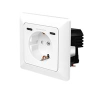 LogiLink PA0331 - Enchufe empotrado, 1 enchufe de protección de contacto (CEE 7/3), 2 x USB-C con PD (Power Delivery), profundidad de montaje: 29,5 mm