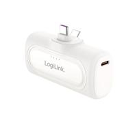 LogiLink PA0349W - Banco de energía Compacto con 5000 mAh y protección de 6 vías, 2 Puertos USB-C, función de Carga rápida, Color Blanco