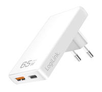 LogiLink PA0368 - Adaptador USB de 2 enchufes con USB-A QuickCharge 18W y USB-C PowerDelivery 65W, extra estrecho (solo 1,4 cm de fin)
