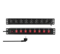 LogiLink PDU8D01-19 - Regleta de 8 enchufes, Cada Toma se Puede Cambiar Individualmente, con protección contra sobrecarga