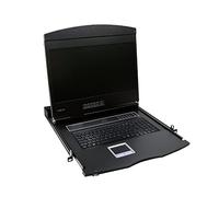 LogiLink Professional LC902GE - Consola KVM LCD con Monitor TFT de 48,26 cm (19 Pulgadas) y Teclado (DE) para Armario de Servidor/Red, Color Negro
