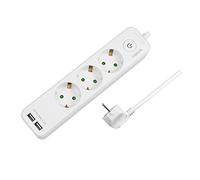 LogiLink - Regleta con Interruptor y protección IP20, Cable de 1,5 m, Color Blanco 3+2 -fach Blanco