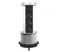 LogiLink Regleta Retráctil 3 Tomas 1.8m Plateada