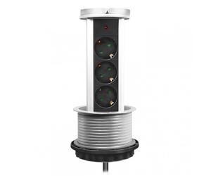 LogiLink Regleta Retráctil 3 Tomas 1.8m Plateada