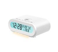 Logilink SC0121W - Radio Despertador con indicador de Temperatura, Temporizador de sueño, Incluye Puerto USB para Cargar por Ejemplo teléfono móvil/Tableta/eReader