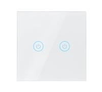 LogiLink SH0125 - Interruptor de pared inteligente Wi-Fi (2 aumentos), controlable mediante aplicación, compatible con Tuya, compatible con Amazon Alexa y Google Home