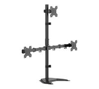 LogiLink Soporte de Escritorio para Monitor de 3 Pantallas de 17 a 32 Pulgadas, 10 kg por Brazo, Longitud del Brazo: 376 mm Cada uno, VESA 75 x 75/100 x 100, Acero, inclinación, Giratorio, Giratorio