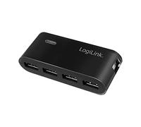 LogiLink UA0085 - Hub de 4 puertos USB 2.0 y fuente de alimentación, negro